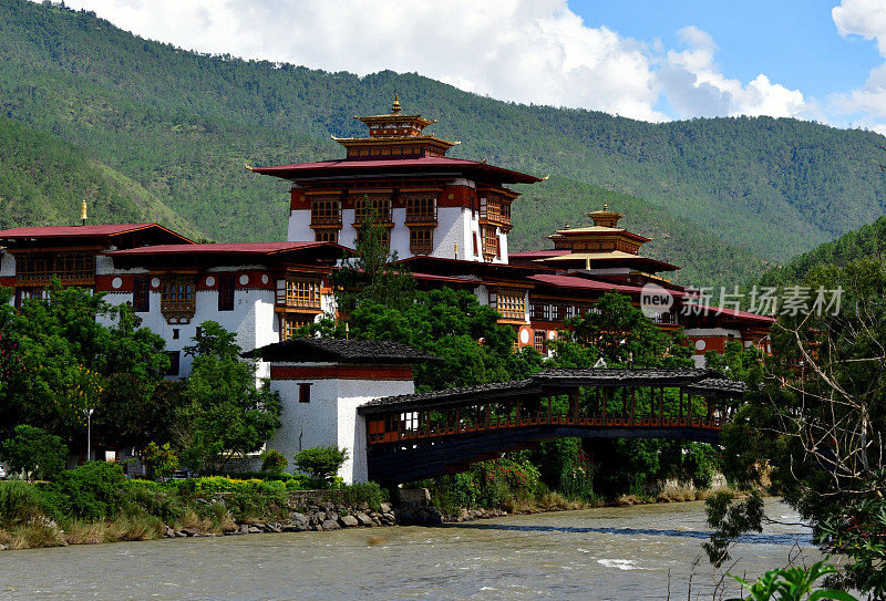 Punakha Dzong和莫楚河大桥，Punakha，不丹